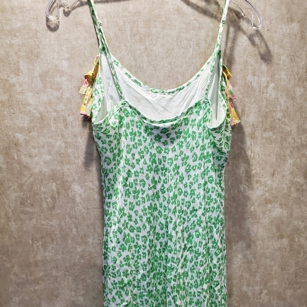 Rixo Sleeveless Ruffle Leopard Slip Midi Dress Nwt - Picture 9 of 11